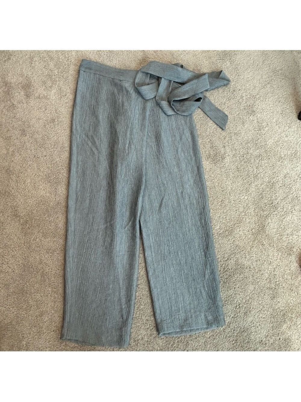 Zara gray silver wrap sarong pants ankle length flowy classy chic Sz S NWOT